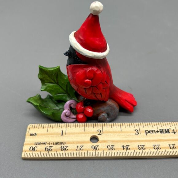 Jim Shore Heartwood Creek Christmas Cardinal Bird Figurine 4053826 Santa Hat 3" - Picture 9 of 10